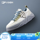 FILA FUSION斐乐帆布鞋男小白鞋26夏季新款板鞋厚底增高休闲鞋子男 雪白/淡灰黄-SB 41