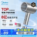 美的（Midea）8亿等离子护发电吹风 家用负离子护发吹风筒 1800W大功率快干吹风机FJ308银 节日礼物