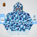 BAPE女装26年春夏全拉链鲨鱼连帽卫衣开衫外套00115Q 蓝色BLX S