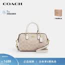 蔻驰（COACH）【品牌直供】女士ROWAN迷你手提单肩斜挎波士顿包CW329粉白色礼物
