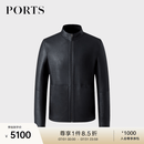 PORTS宝姿男装秋冬新款修身潮流绵羊皮衣夹克ML9U205LZS010 BLACK L