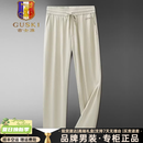 古士旗（GUSKI）胖子哥2026夏季新款男士凉感宽松加肥加大码松紧腰商务亚麻休闲裤 卡其色 6XL