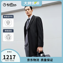 金利来【含羊毛】秋冬奥特莱斯毛呢大衣男士商务休闲中长款西装领外套 黑色-99 S 165/84A 推荐90-110斤