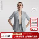 朗姿【精英衣橱 律师系列 朗姿Basic衣橱】西装春季修身职业西服外套 浅雾霾蓝色3 M