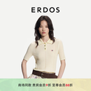 ERDOS 26早秋精纺小翻领抽条短袖毛绒混纺女套衫羊绒衫 白 M 165/84A
