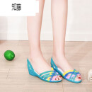 知藤2023夏天新款塑料凉鞋女防滑水晶外穿坡跟厚底5厘米 831蓝色 38
