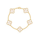 梵克雅宝（Van Cleef & Arpels）18K黄金Vintage Alhambra系列五花贝四叶草手链