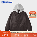 FILA FUSION斐乐潮牌棉服女2026春季新款时尚休闲假两件连帽外套 红酒韵-WI S 160/80A/S