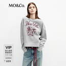 MO&Co.卫衣2026春新品宽松短款燕子印花×刺绣美式灰色MBF1SWST01 中花灰色 S /160