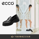 爱步（ECCO）厚底乐福鞋女倪妮同款英伦风一脚蹬厚底增高牛皮女鞋 踪迹220723 黑色22072301001 37 （尺码偏小）