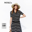 MO&Co.【C+系列】连衣裙2026夏新品假两件拼接丝绵亚麻条纹MBF2DRS094 深蓝底白条纹 L /170