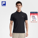 FILA 菁英POLO斐乐官方男子针织短袖POLO衫2026夏季新款防晒上衣 深黑-BK XL 180/100A/XL