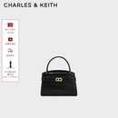 CHARLES&KEITH鳄鱼纹凯莉包手提斜挎婚包包女包生日礼物送女友CK2-50270880-1 Black黑色 S