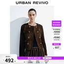 UR2026春季新款女装琥珀流光风双排扣皮衣外套UWH150062 棕色 XL