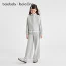巴拉巴拉【balaOne】儿童套装女童长袖两件套2026新款秋装甜美女 浅花灰00211 120