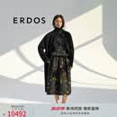 ERDOS 立领羊绒双面立体裁剪中长款宽松外套女毛呢大衣 黑 155/76A/XS