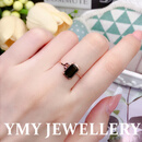 溢美缘 MM 18K玫瑰金墨绿碧玺戒指个性时尚 方形彩色宝石镶钻石052018