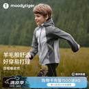 moodytiger儿童连帽暖皮衣拒水保暖春秋男童外套透气舒适柔软女童户外运动衣 炭黑色 140