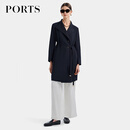 PORTS宝姿女装2026秋季新款极简金属装饰圆珠扣中长款风衣 丈青色 L （8）