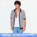 哈吉斯（HAZZYS）男装 2026新款夏季男士外套纯棉短袖针织开衫男ABYZD0DBD07 深棕色DB XL （180/100A 50）