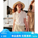 ELLE KIDS童装 法式短袖针织衫女童夏季新款学院风娃娃领绞花上衣