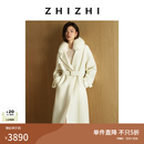 致知ZHIZHI 庆金枝 可拆狐狸毛领经典风衣款羊毛毛呢大衣26春新品 雅白 M