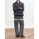 KKRS ERIC 澳洲精纺羊毛 RIRI拉链 kenijima同款休闲外套长裤套装 深灰色外套 L