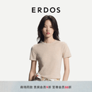 ERDOS 26早秋精纺圆领短袖针织T恤格雷系修身轻薄女套衫羊绒衫 浅驼 M 165/84A