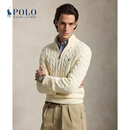 Polo Ralph Lauren 拉夫劳伦 男装 经典绞花编结棉四分之一拉链针织衫 101-奶油色 M