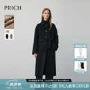 PRICH【绵羊毛+山羊绒】简约气质双面毛呢大衣冬季外套女 19黑色 S 160