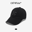 OFF-WHITE棒球帽男女情侣款复古风破洞做旧箭头刺绣美式宽松潮流百搭鸭舌帽