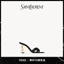 YSL圣罗兰 女士OPYUM绉缎穆勒鞋黑色 黑色 39