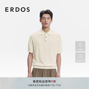 ERDOS 丝棉混纺2026年夏季新品小翻领男套衫休闲通勤短袖针织衫 瓷白 M 170/92A