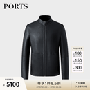 PORTS宝姿男装秋冬新款修身潮流绵羊皮衣夹克ML9U205LZS010 BLACK XL