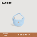 SANDRO新品首降丨2026夏季新款女士法式编织纹理拉链款手提月牙包 天蓝色 TU