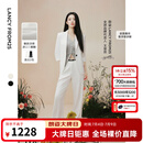 朗姿【高智衣橱 王楚然同款】朗姿三醋酸凉感西装裤夏季新款裤子女 白色2 M