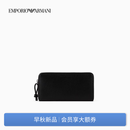 EMPORIO ARMANI/阿玛尼官方旗舰【礼物】男女情侣牛皮革商务钱夹钱包卡包 80001-黑色