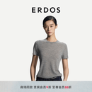 ERDOS 26早秋精纺圆领短袖针织T恤格雷系修身轻薄女套衫羊绒衫 玛瑙灰 M 165/84A