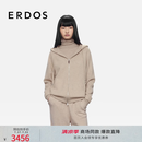 ERDOS【初绒】秋冬带帽休闲双拉链百搭日常女开衫羊绒衫 浅驼 S 160/80A