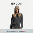 ERDOS 26早秋精纺圆领侧缝抽绳格雷系针织衫内搭女套衫羊绒衫 黑灰 M 165/84A