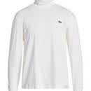 鳄鱼（LACOSTE）男士运动T恤针织纯色日常运动休闲训练长袖T恤半高领T恤品牌刺绣 White 均码 |6