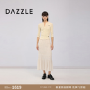 DAZZLE地素2026夏季修身褶皱肌理半身长裙鱼尾裙女 米白色 S