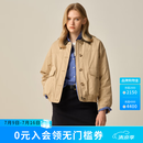 ELAND衣恋棉服女复古军工风短款翻领保暖外套新款 卡其色(35)Beige M /165