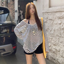 尤克达蒂（yookdd）泳衣女分体三件套2026新品罩衫女夏季宽松显瘦休闲条纹泡温泉泳衣 黑色条纹罩衫三件套 均码 【80-120斤】