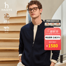 哈吉斯（HAZZYS）男装 秋冬款立领针织开衫户外休闲羊毛外套男ABYZD0BCF01 深藏青色DN 2XL （185/104A 52）
