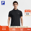 FILA 菁英POLO斐乐官方男子针织短袖POLO衫2026夏季新款防晒上衣 深黑-BK XL 180/100A/XL