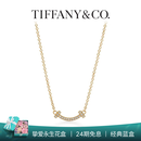 蒂芙尼 Tiffany T系列 18K黄金镶钻石迷你微笑项链[礼物]