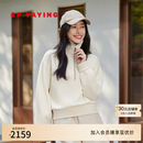 EP雅莹拉链卫衣女 翻领含牦牛绒宽松针织绒感长袖上衣 商场同款5201A 米色 L