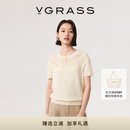 VGRASS维格娜丝26夏季新品艺术云肩造型设计感宽松合身针织套头衫 祥云白色 L