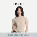 ERDOS 26早秋精纺圆领短袖针织T恤格雷系修身轻薄女套衫羊绒衫 浅驼 M 165/84A